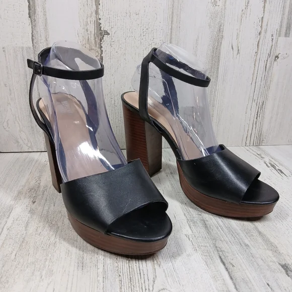 Bleecker & Bond Black Brown Sienna Platform Block Heel Sandals #560 - Picture 5 of 14